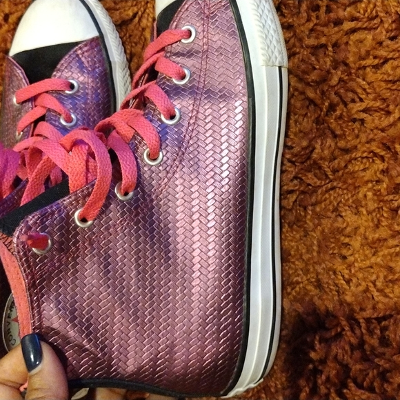 Pink Shimmer Converse Sneakers - Picture 5 of 6